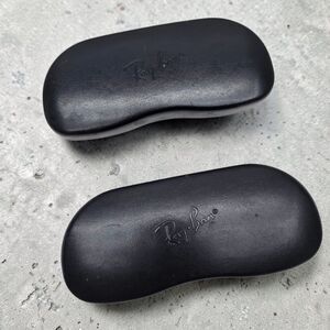 Set Of 2 Ray-Ban Hard Shell Eyeglass Sunglass Cases Black with Logo Authentic